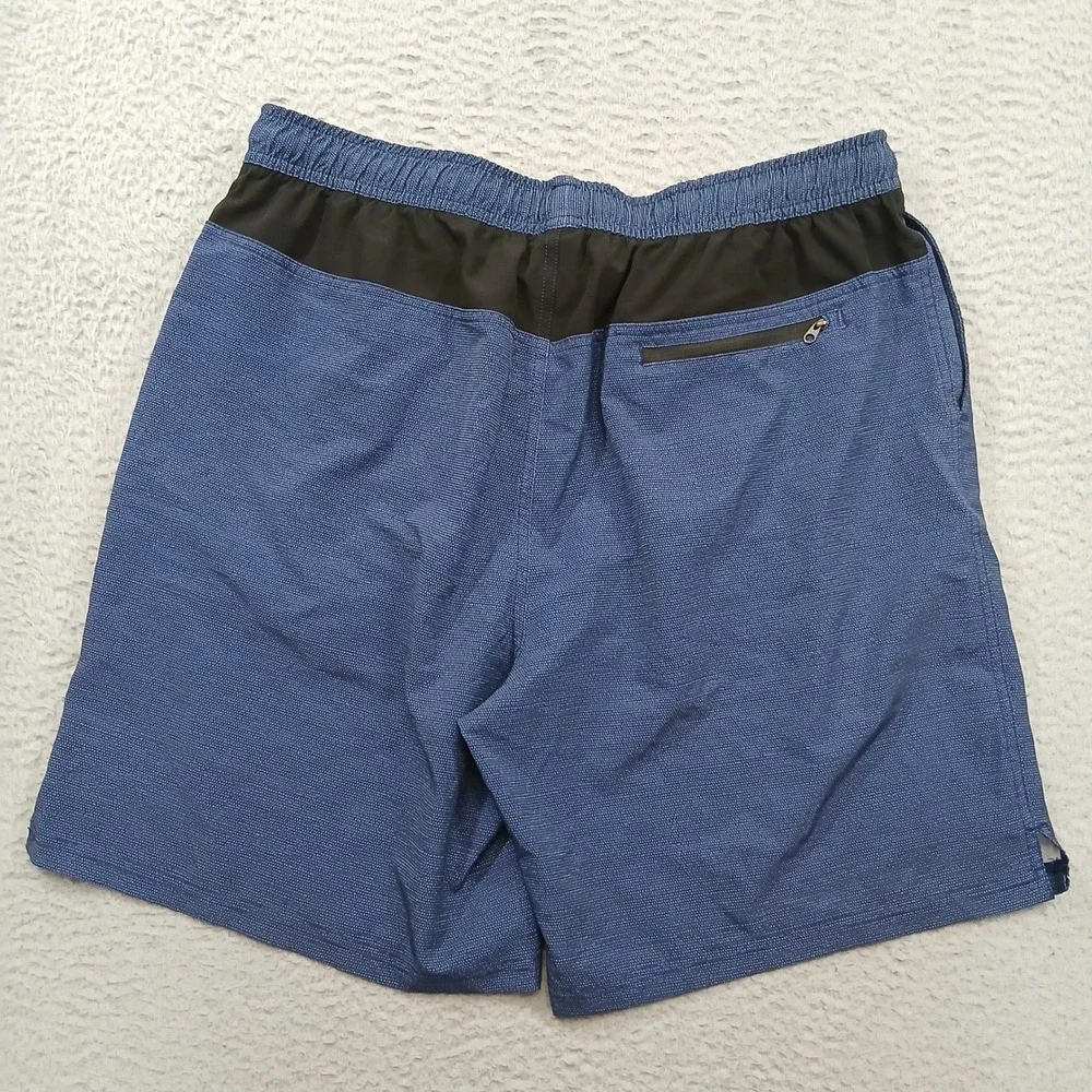 Speedo Swim Shorts Men's XL‎ Blue Elastic Waist Zip Pocket